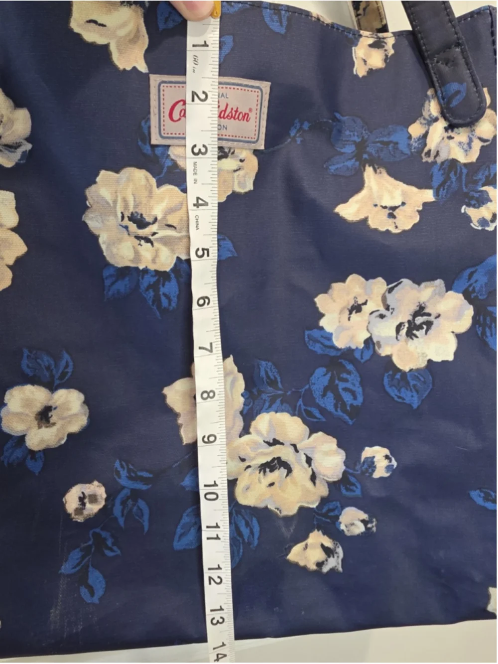 Cath Kidston London Blue Floral Tote Bag Cotton Coated Canvas Shoulder - Read